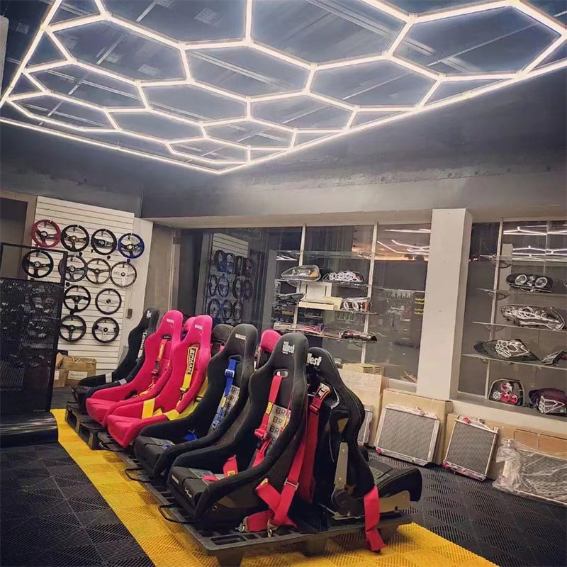 Hexagon Lighting Shops for Eye-Catching Design 8 hexagon LED shop lights 2