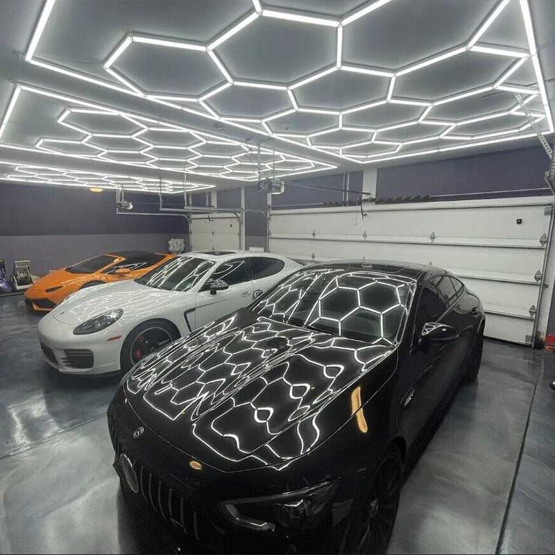 Hexagon Lights in Garage: Enhance Functionality with Modern Lighting 8 hexagonal LED lights garage