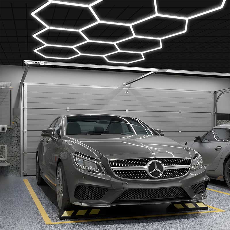 Hexagon High Bay LED Shop Lights Magic: Brighten Your Shop 8 hexagon hanging shop lights